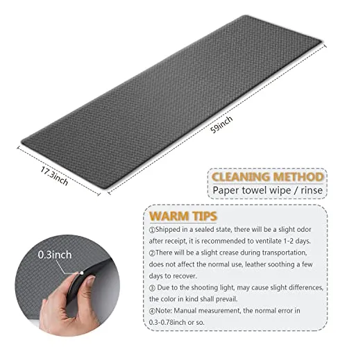 LOKNGXU Kitchen Rugs and Mats Anti Fatigue Mat Cushioned Comfort Runner Rug Standing Floor Rugs 17"x59" (Grey, 17"x59")