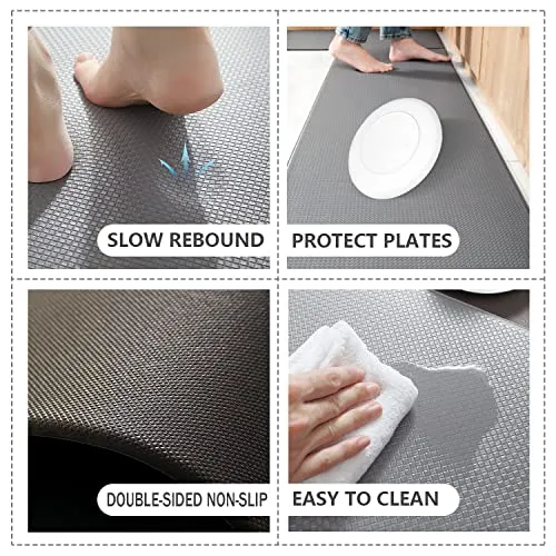 LOKNGXU Kitchen Rugs and Mats Anti Fatigue Mat Cushioned Comfort Runner Rug Standing Floor Rugs 17"x59" (Grey, 17"x59")