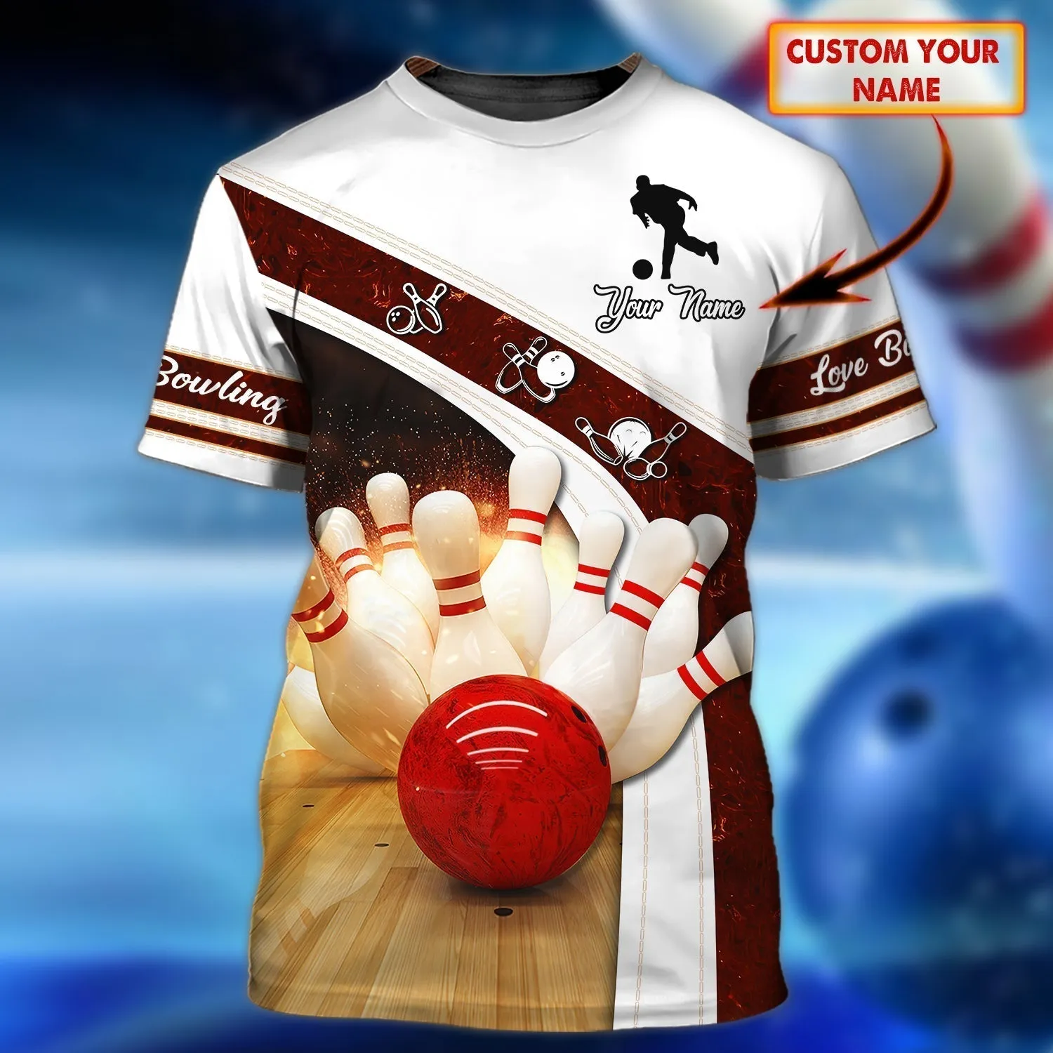 Love Bowling - Personalized Name 3D TShirt 178 - QB95