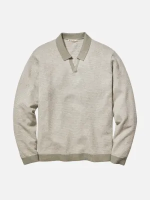 Marine Layer Liam LS Sweater Polo - Vetiver/Ivory