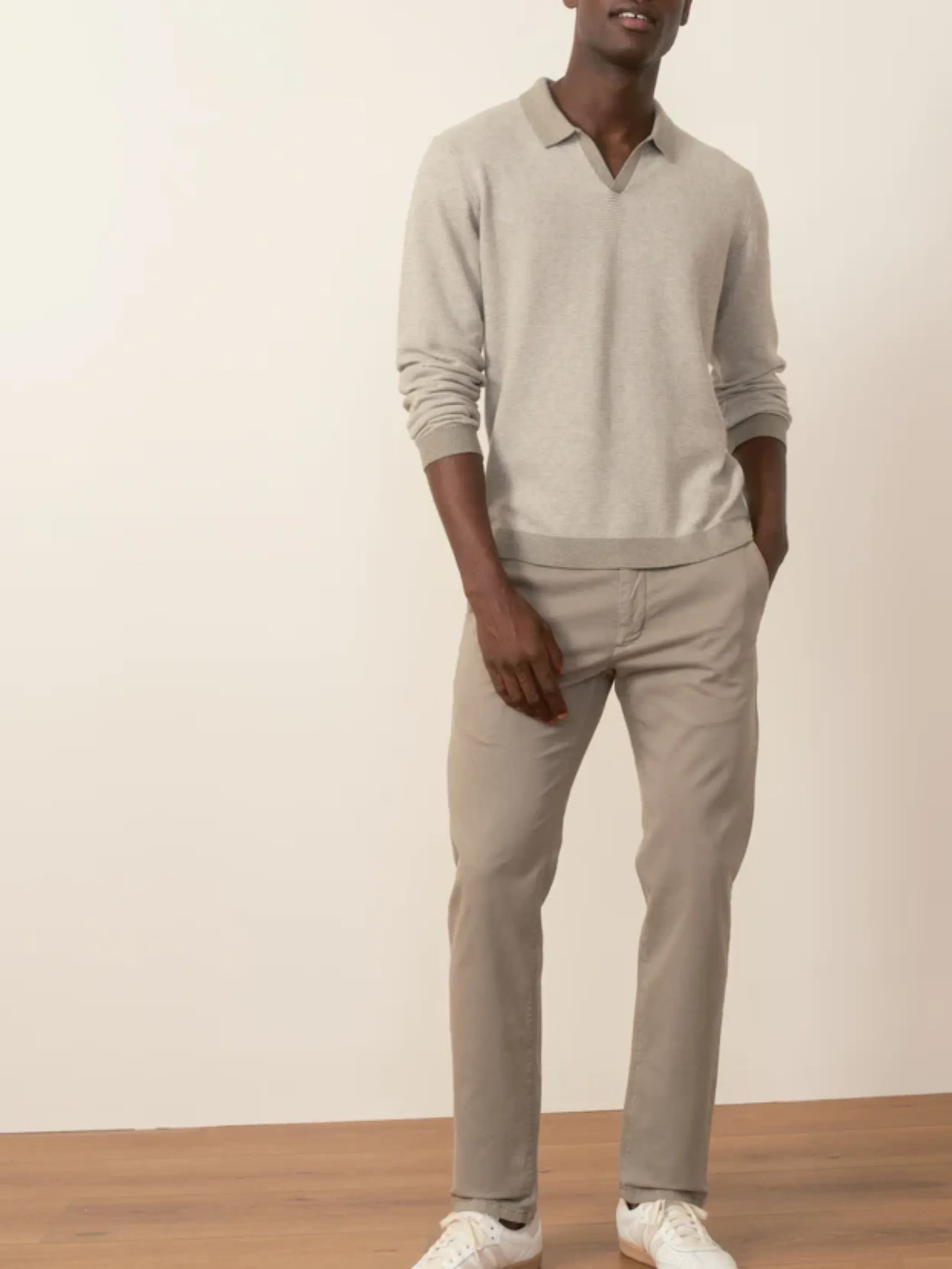 Marine Layer Liam LS Sweater Polo - Vetiver/Ivory
