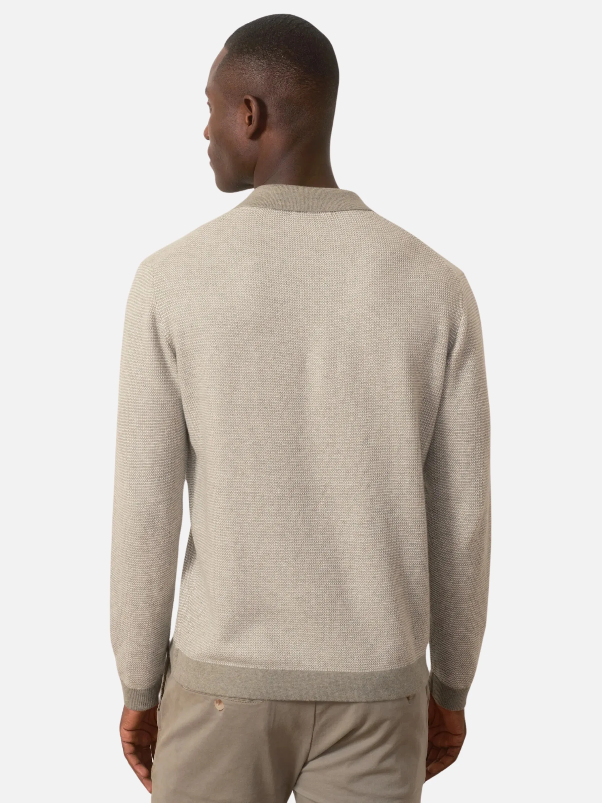 Marine Layer Liam LS Sweater Polo - Vetiver/Ivory