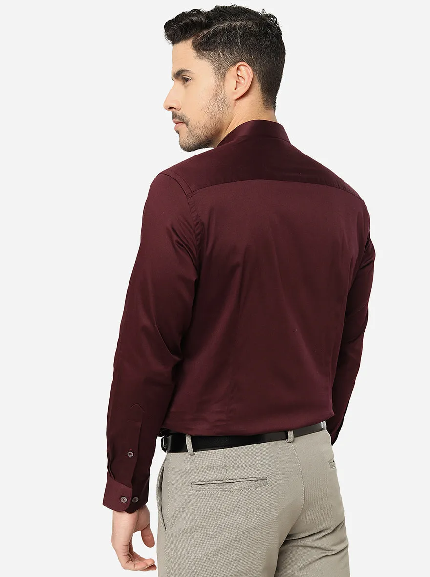 Maroon Solid Slim Fit Formal Shirt | Metal