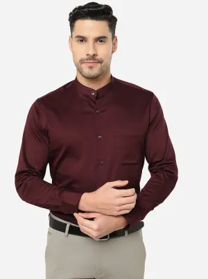 Maroon Solid Slim Fit Formal Shirt | Metal