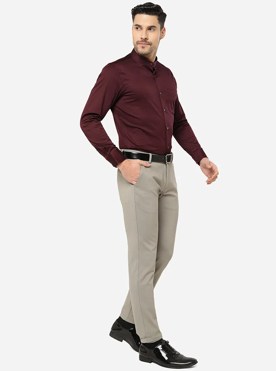 Maroon Solid Slim Fit Formal Shirt | Metal