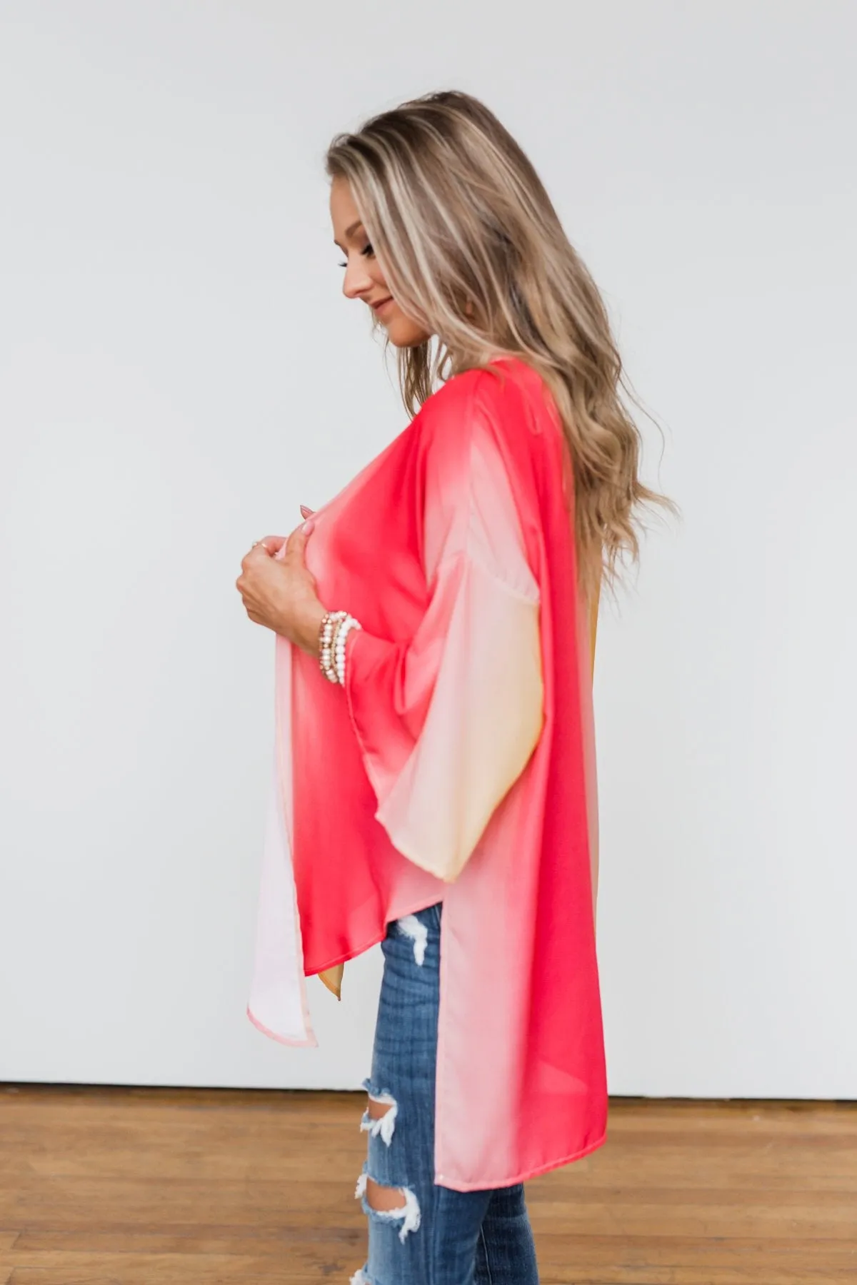 Memories Of Us Colorful Kimono- Orange & Pink