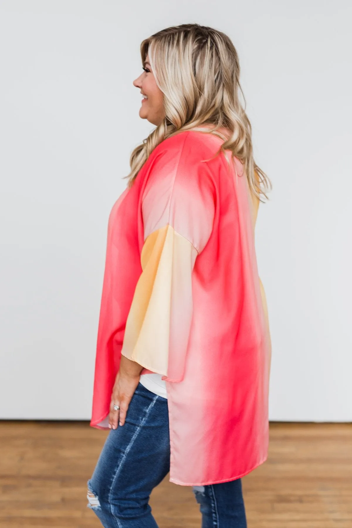 Memories Of Us Colorful Kimono- Orange & Pink