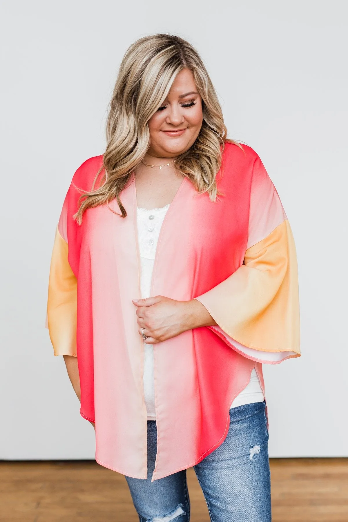 Memories Of Us Colorful Kimono- Orange & Pink