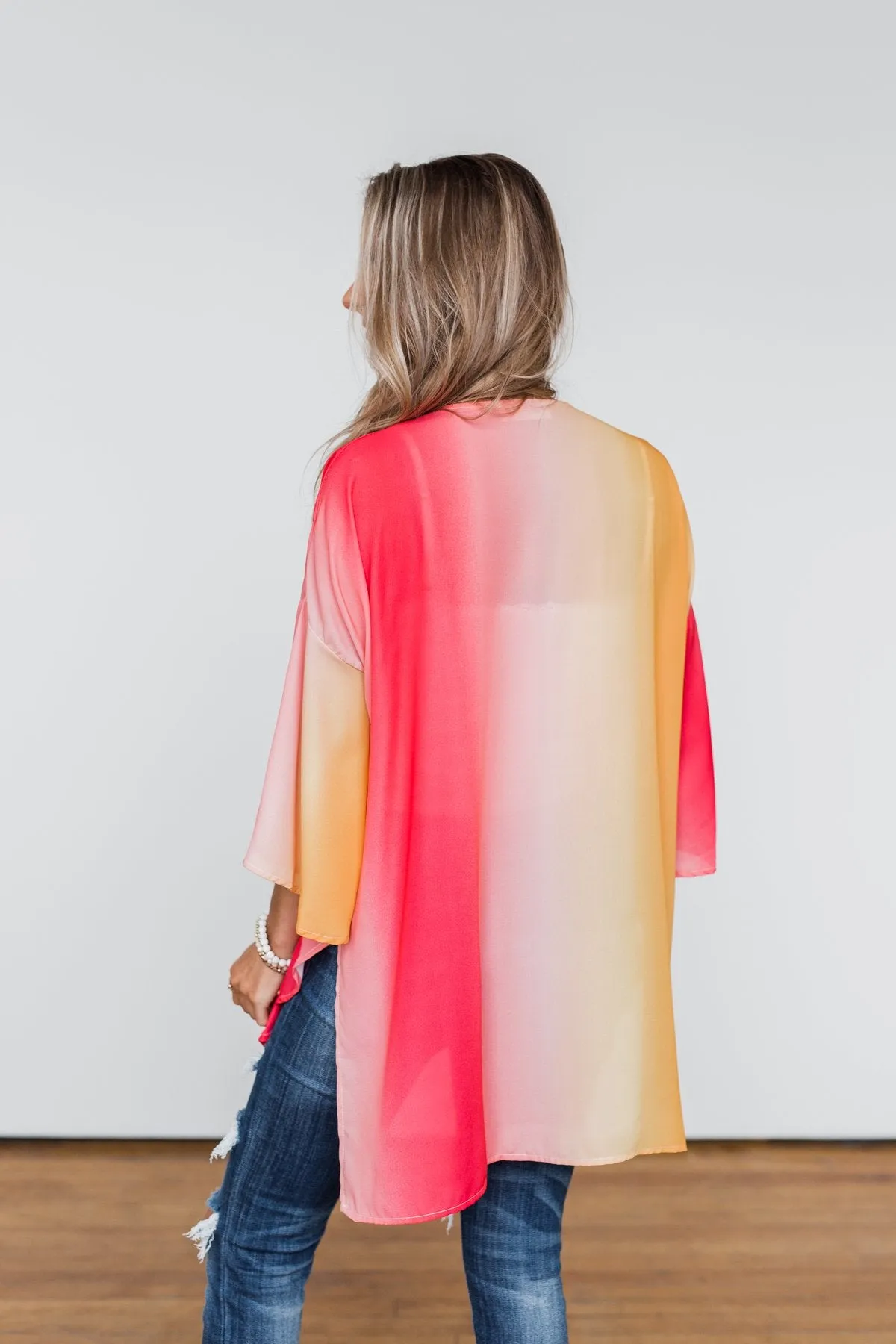 Memories Of Us Colorful Kimono- Orange & Pink