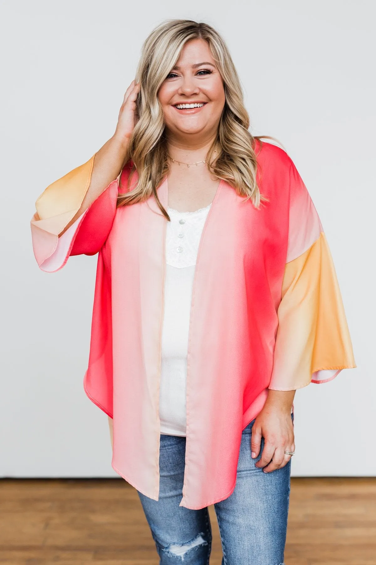 Memories Of Us Colorful Kimono- Orange & Pink