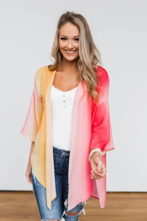 Memories Of Us Colorful Kimono- Orange & Pink