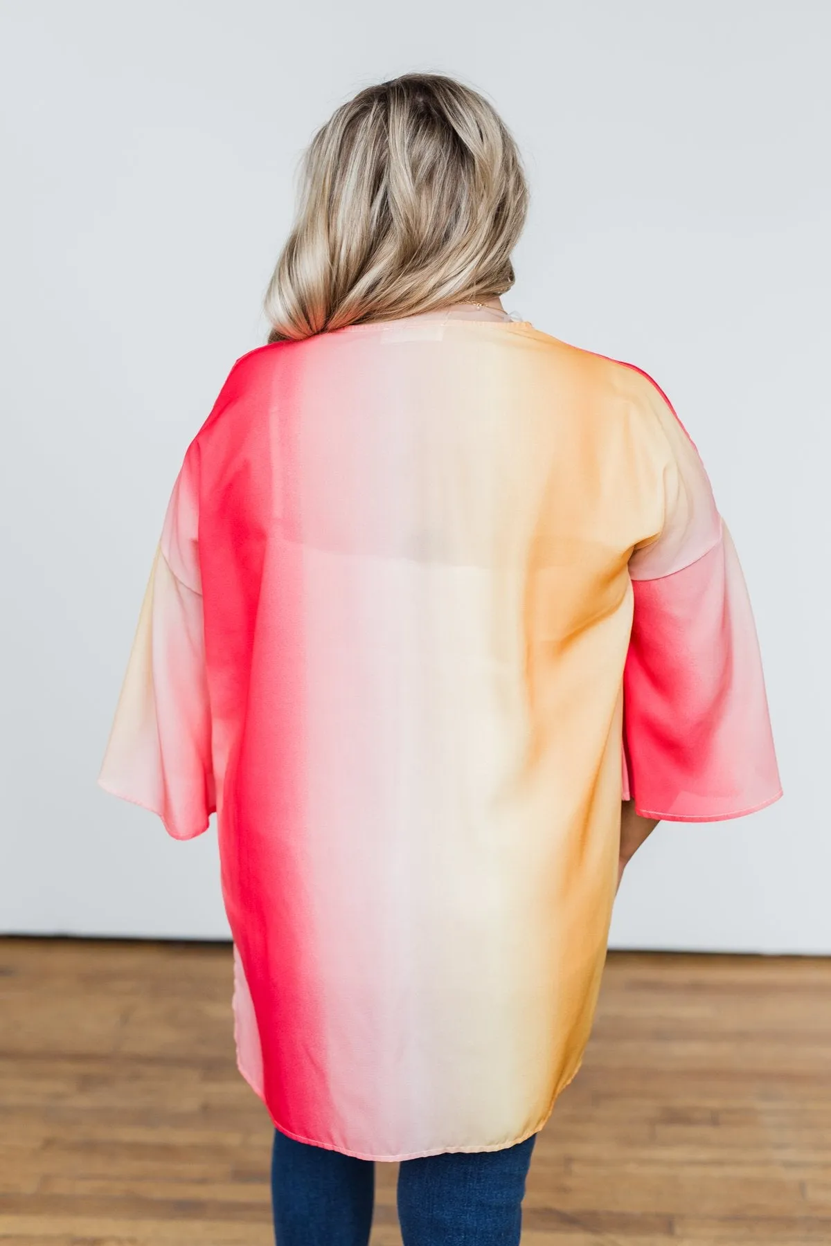 Memories Of Us Colorful Kimono- Orange & Pink