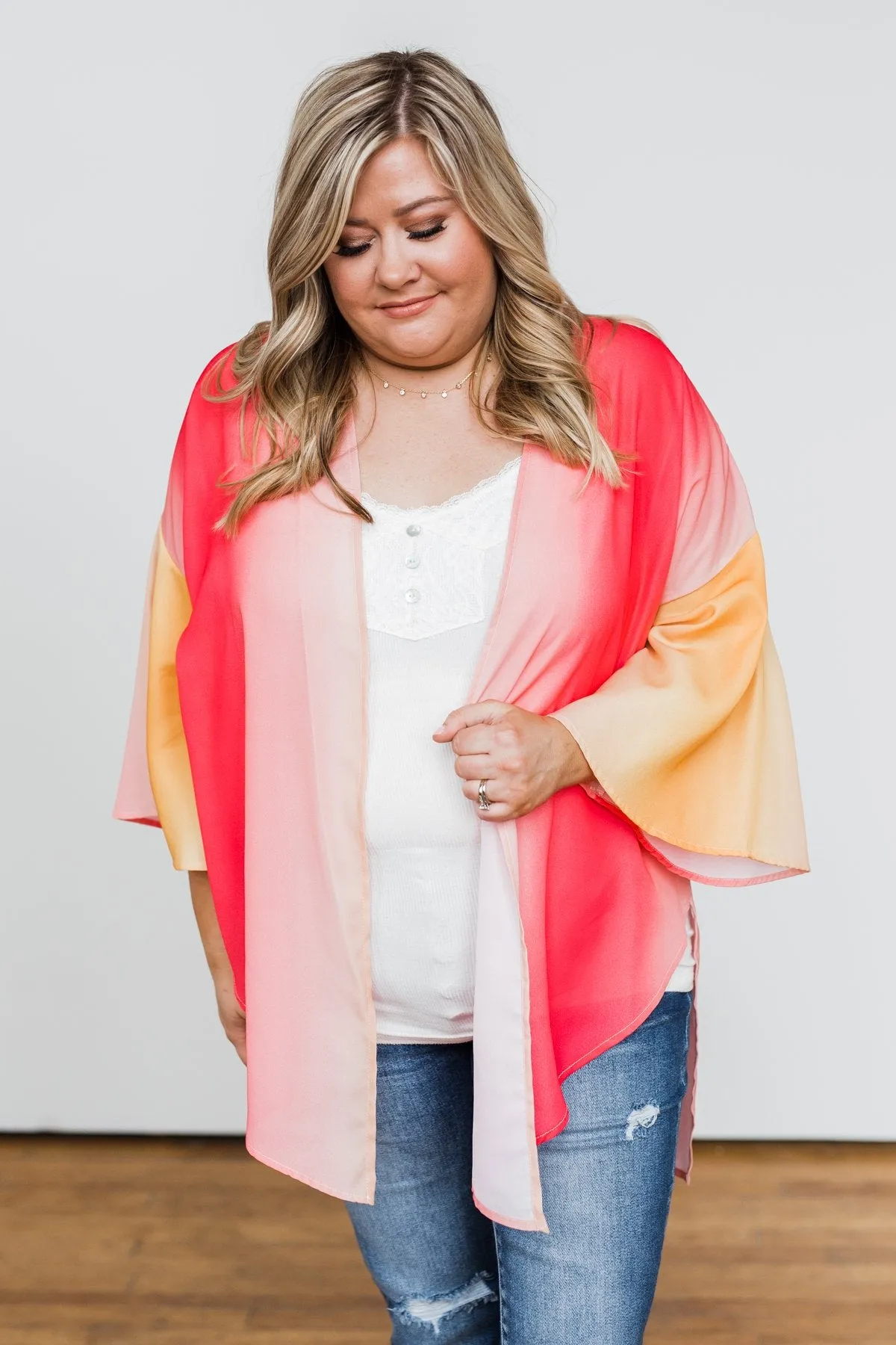 Memories Of Us Colorful Kimono- Orange & Pink