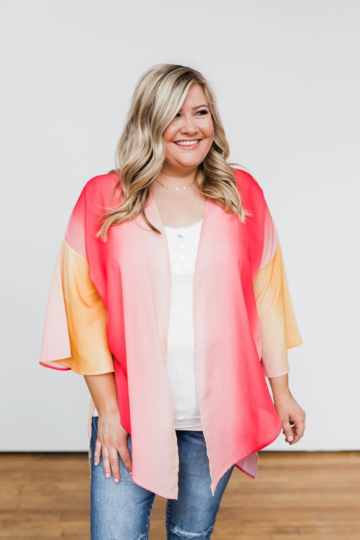 Memories Of Us Colorful Kimono- Orange & Pink