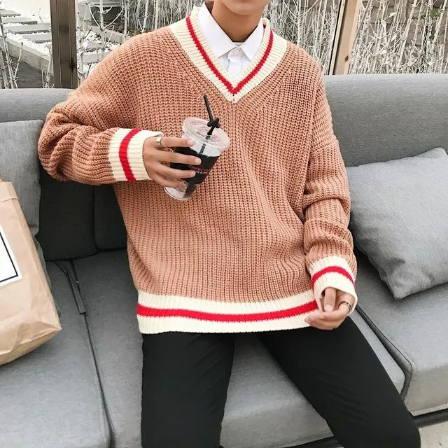 Men's Fashion Design V-Neck Sweater