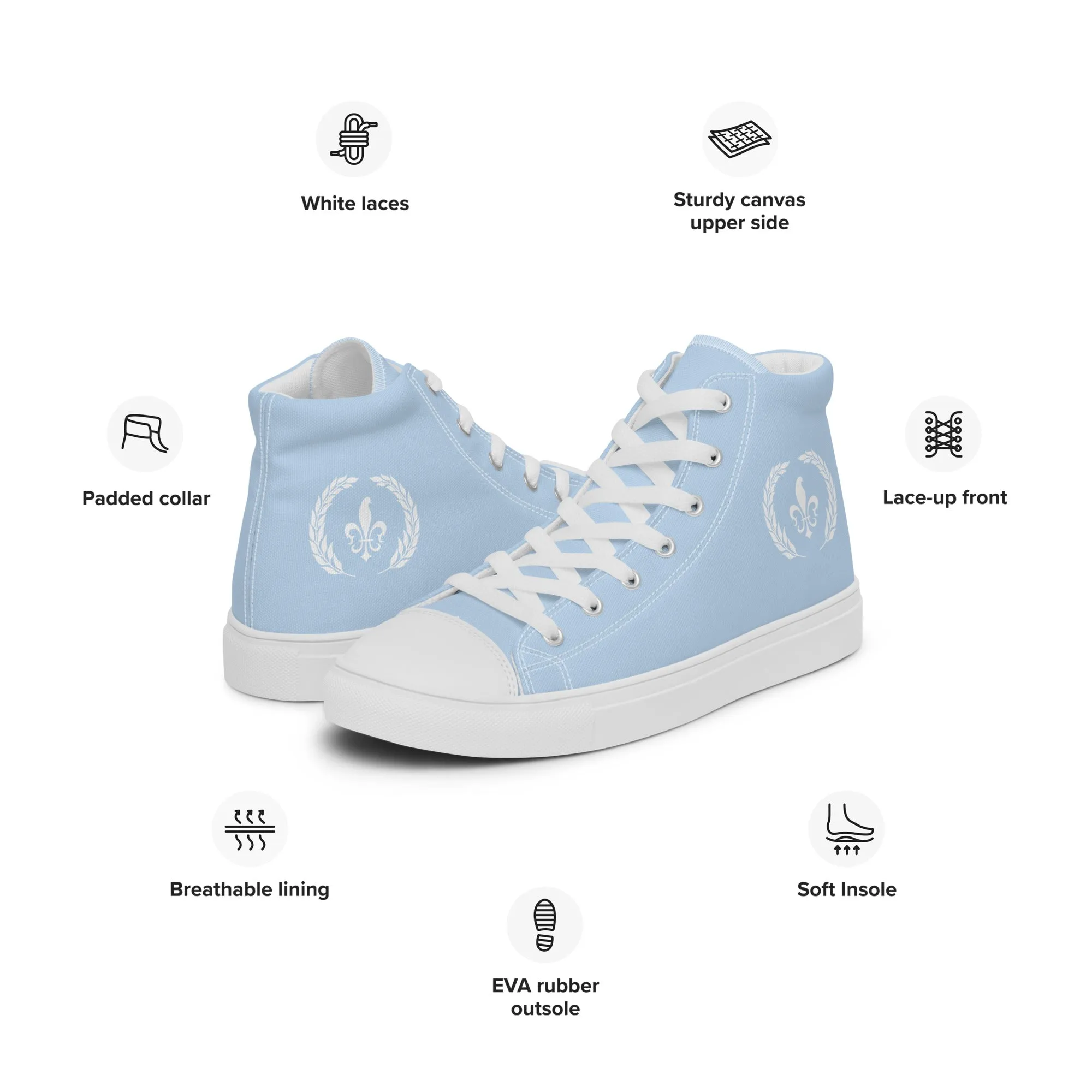Men’s High-Top Canvas Shoes, Light Blue
