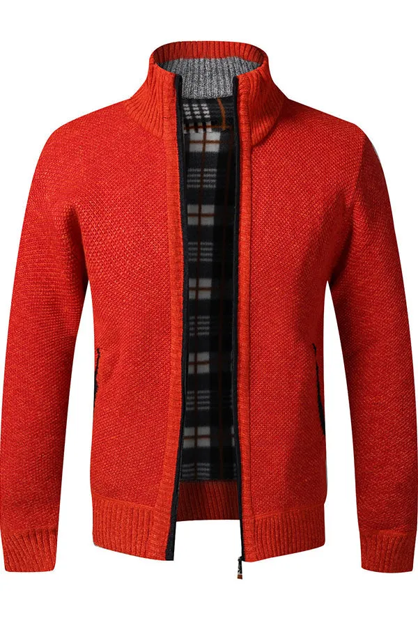 men's knitted cardigan fleece jacket