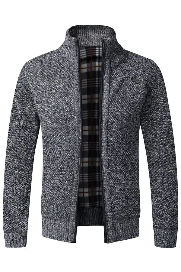 men's knitted cardigan fleece jacket
