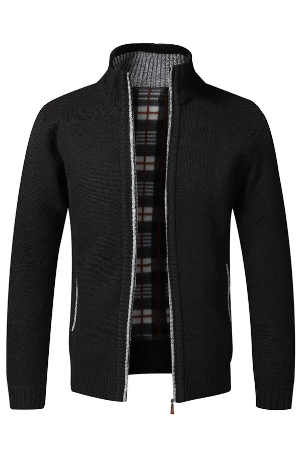 men's knitted cardigan fleece jacket