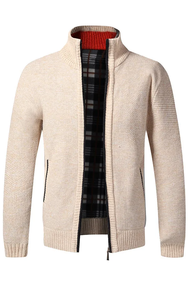 men's knitted cardigan fleece jacket
