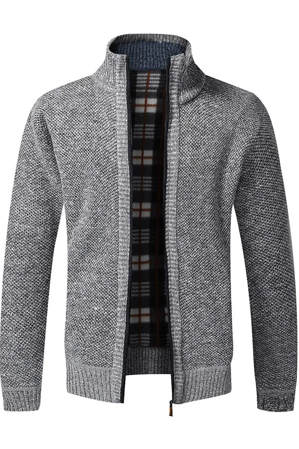 men's knitted cardigan fleece jacket