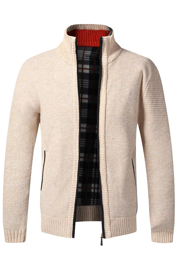 men's knitted cardigan fleece jacket