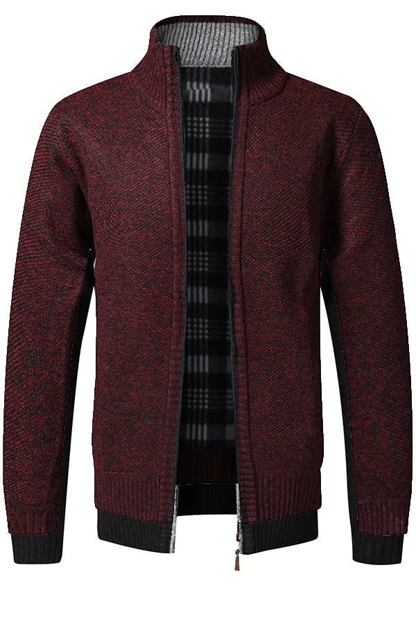 men's knitted cardigan fleece jacket