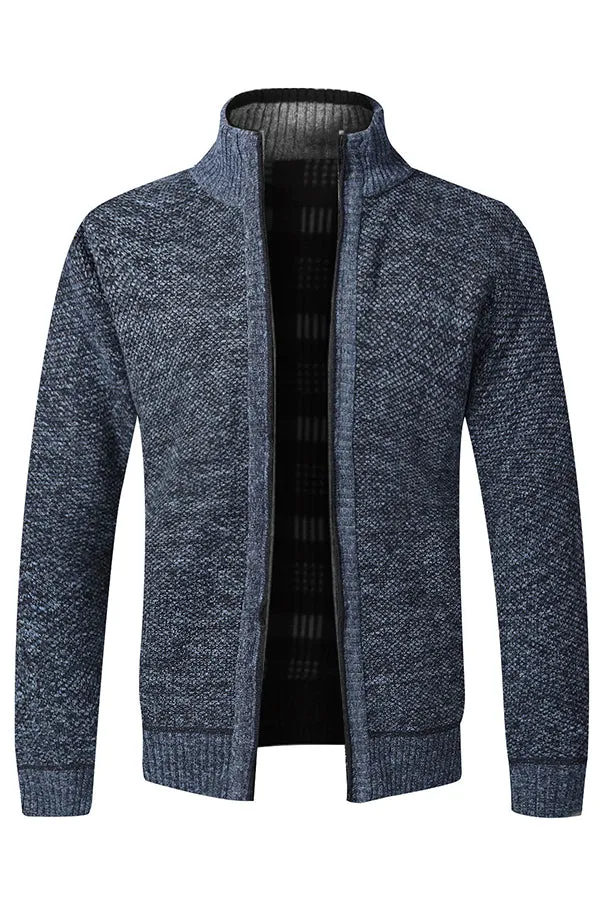 men's knitted cardigan fleece jacket