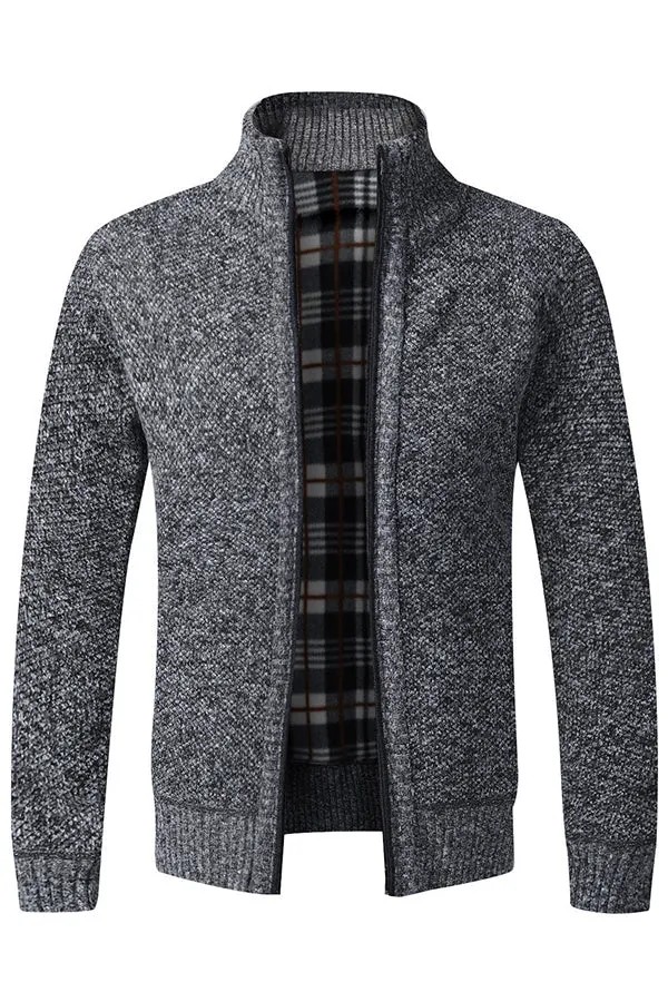 men's knitted cardigan fleece jacket