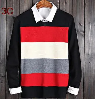 Men's Striped V-Neck Business Sweater
