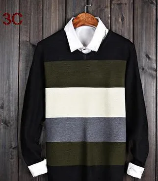 Men's Striped V-Neck Business Sweater