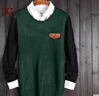 Men's Striped V-Neck Business Sweater