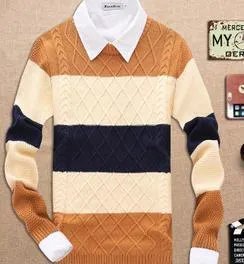 Men's Thick Round Neck Muti Colored Sweater