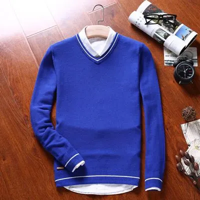 Men's V-Neck Cotton Sweater Pullover