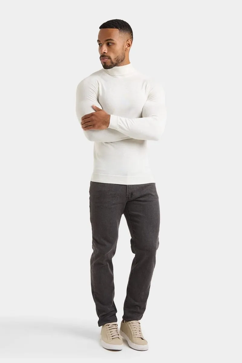 Merino Wool Roll Neck in Chalk