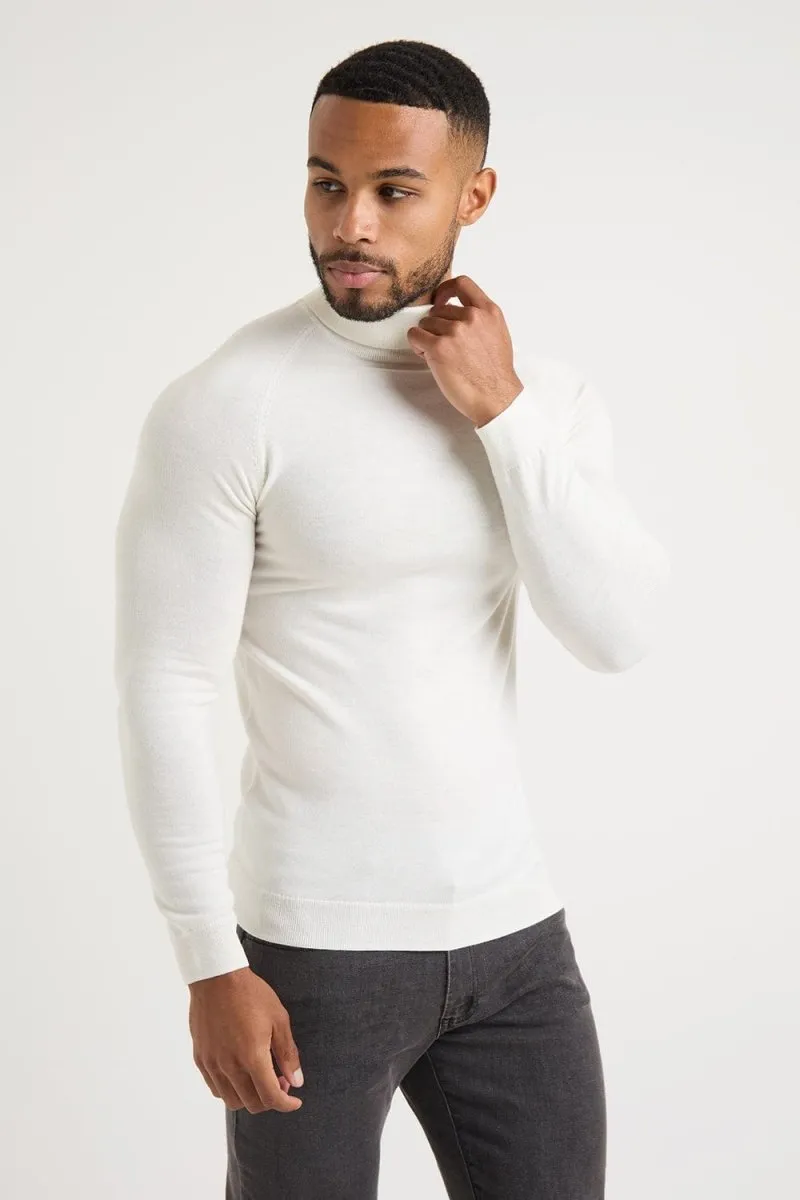Merino Wool Roll Neck in Chalk