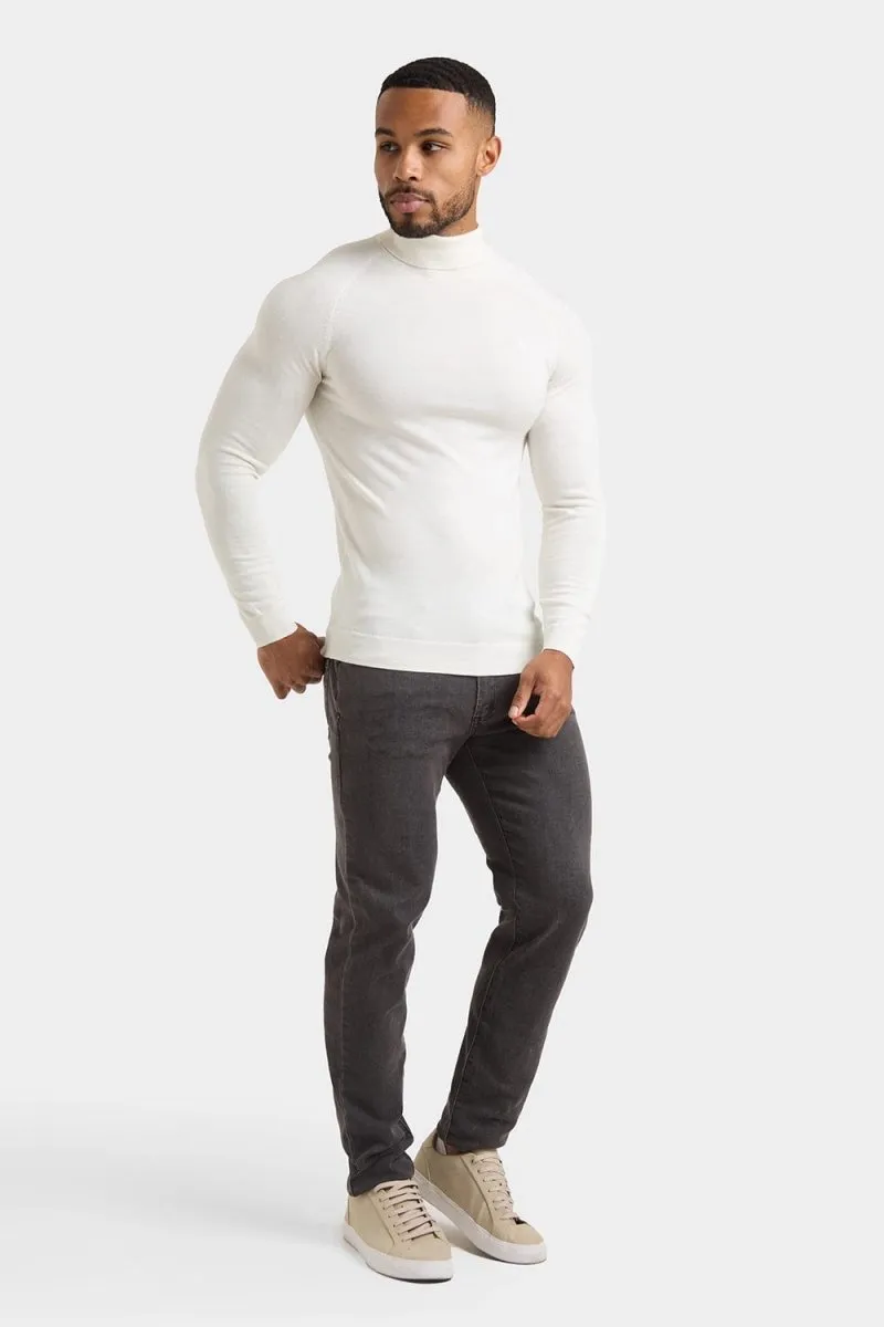 Merino Wool Roll Neck in Chalk