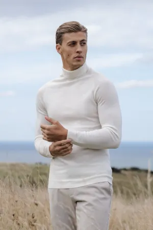 Merino Wool Roll Neck in Chalk
