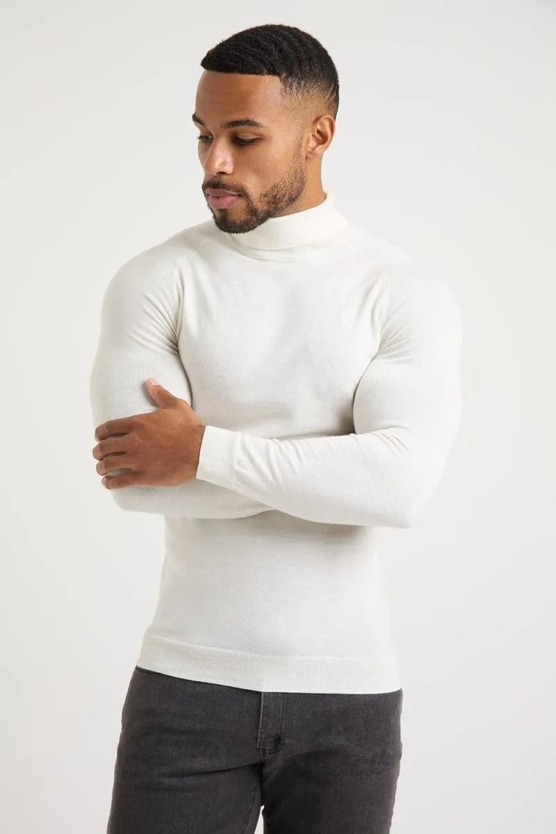 Merino Wool Roll Neck in Chalk