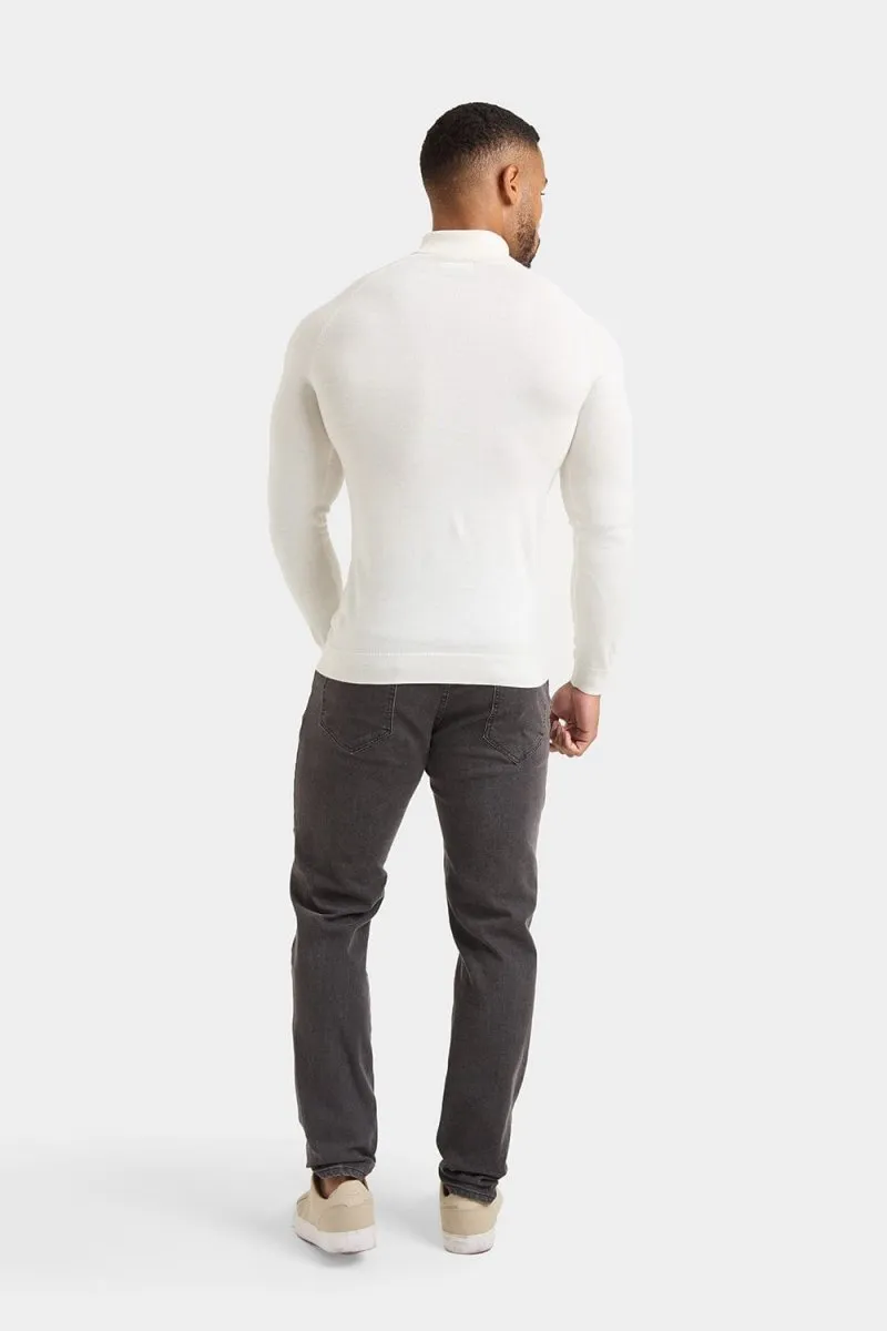 Merino Wool Roll Neck in Chalk
