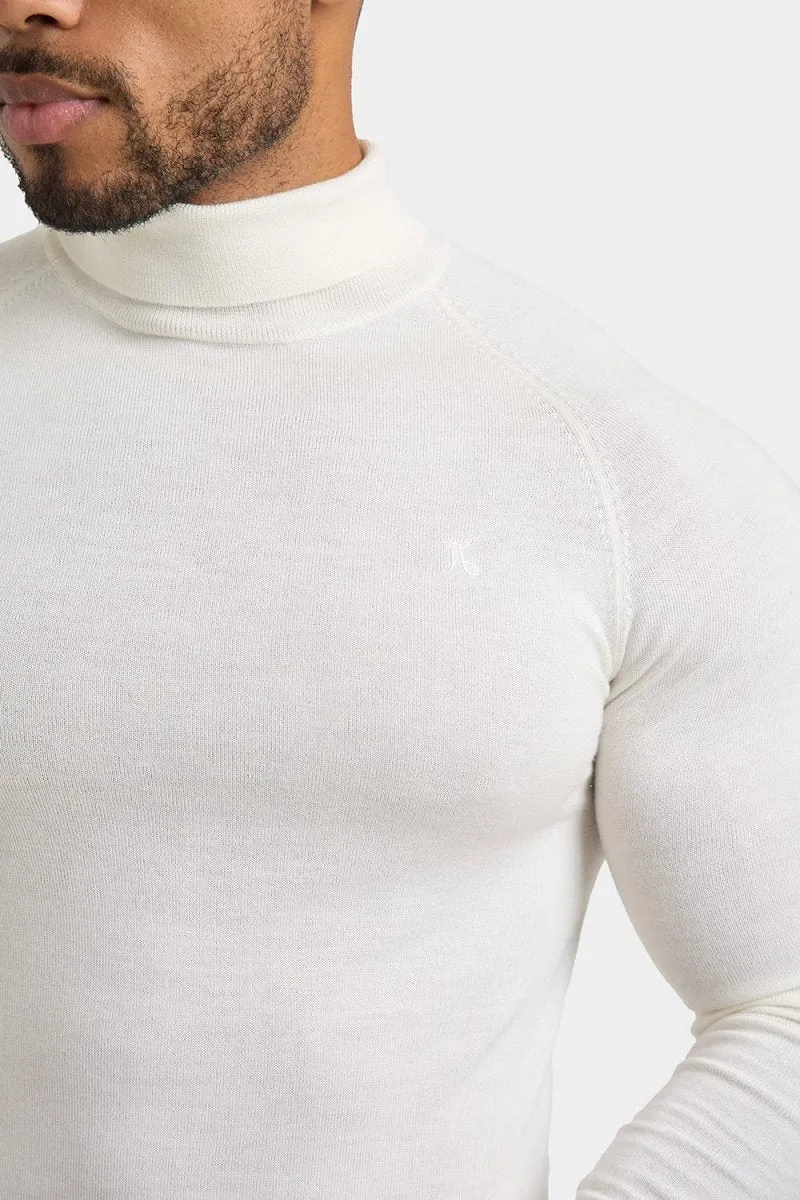 Merino Wool Roll Neck in Chalk
