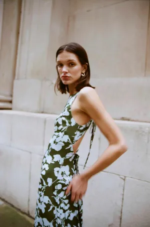 MODERN MUSE OPEN BACK MAXI DRESS | OLIVE SHADOW