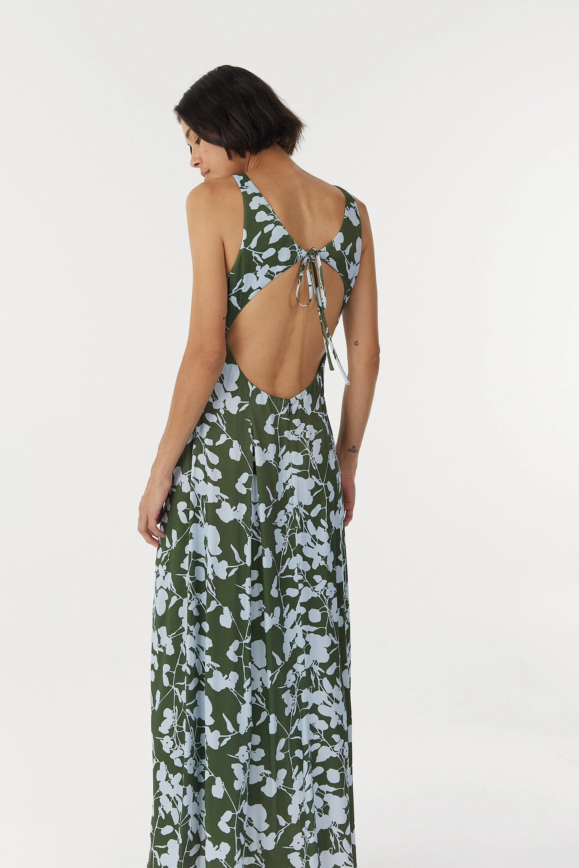 MODERN MUSE OPEN BACK MAXI DRESS | OLIVE SHADOW
