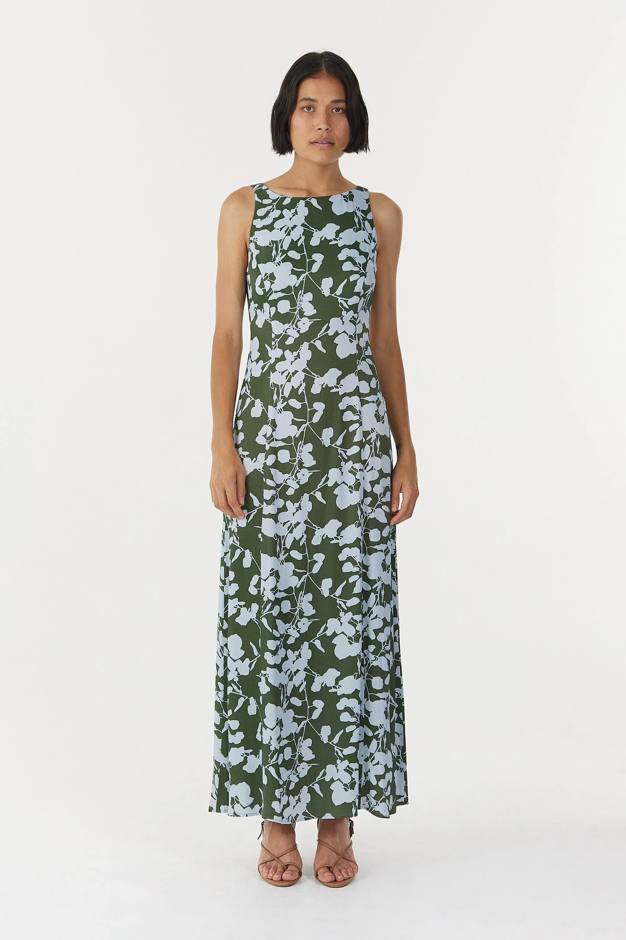 MODERN MUSE OPEN BACK MAXI DRESS | OLIVE SHADOW