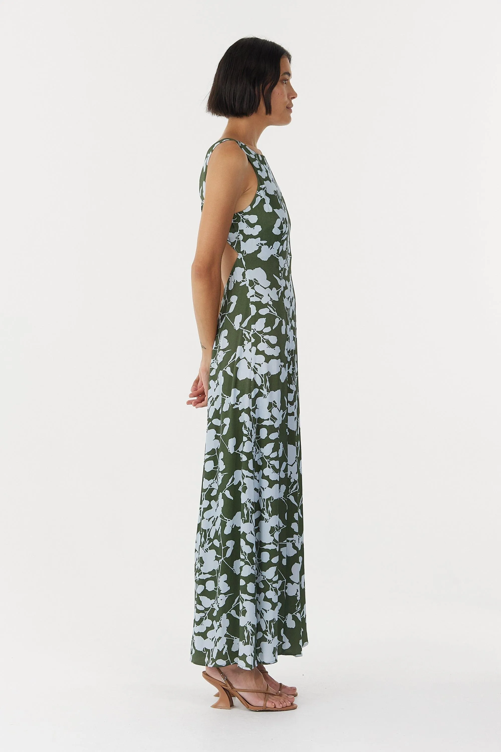 MODERN MUSE OPEN BACK MAXI DRESS | OLIVE SHADOW