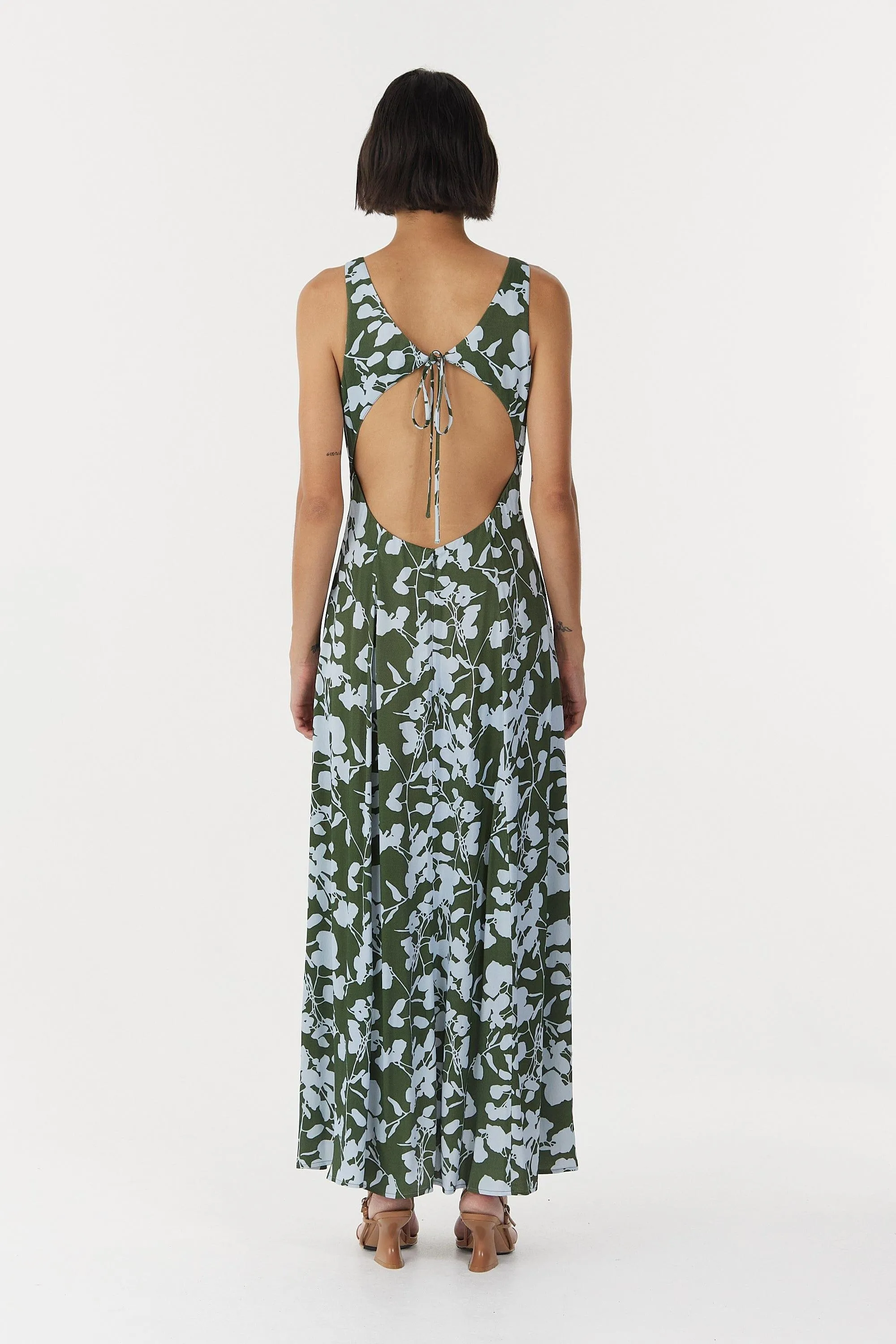MODERN MUSE OPEN BACK MAXI DRESS | OLIVE SHADOW
