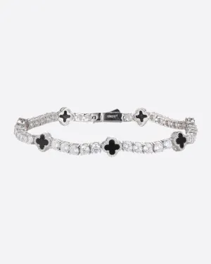 MOISSANITE BLACK CLOVER TENNIS BRACELET.