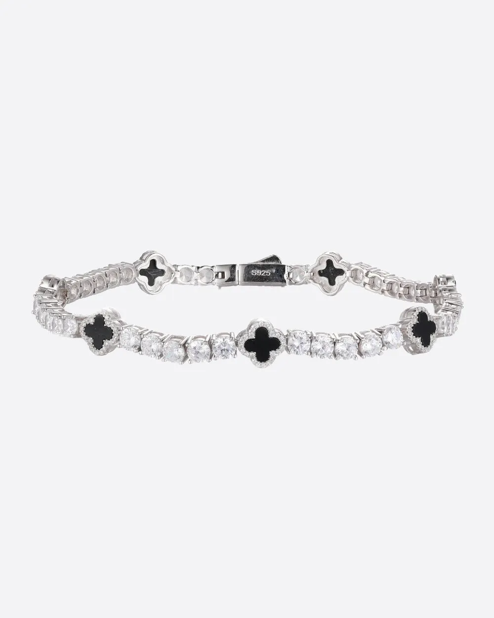 MOISSANITE BLACK CLOVER TENNIS BRACELET.
