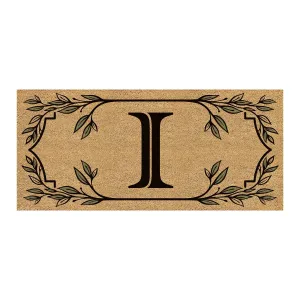 Monogram Flocked Sassafras Coir Switch Mat, Letter I,2rmc1288si