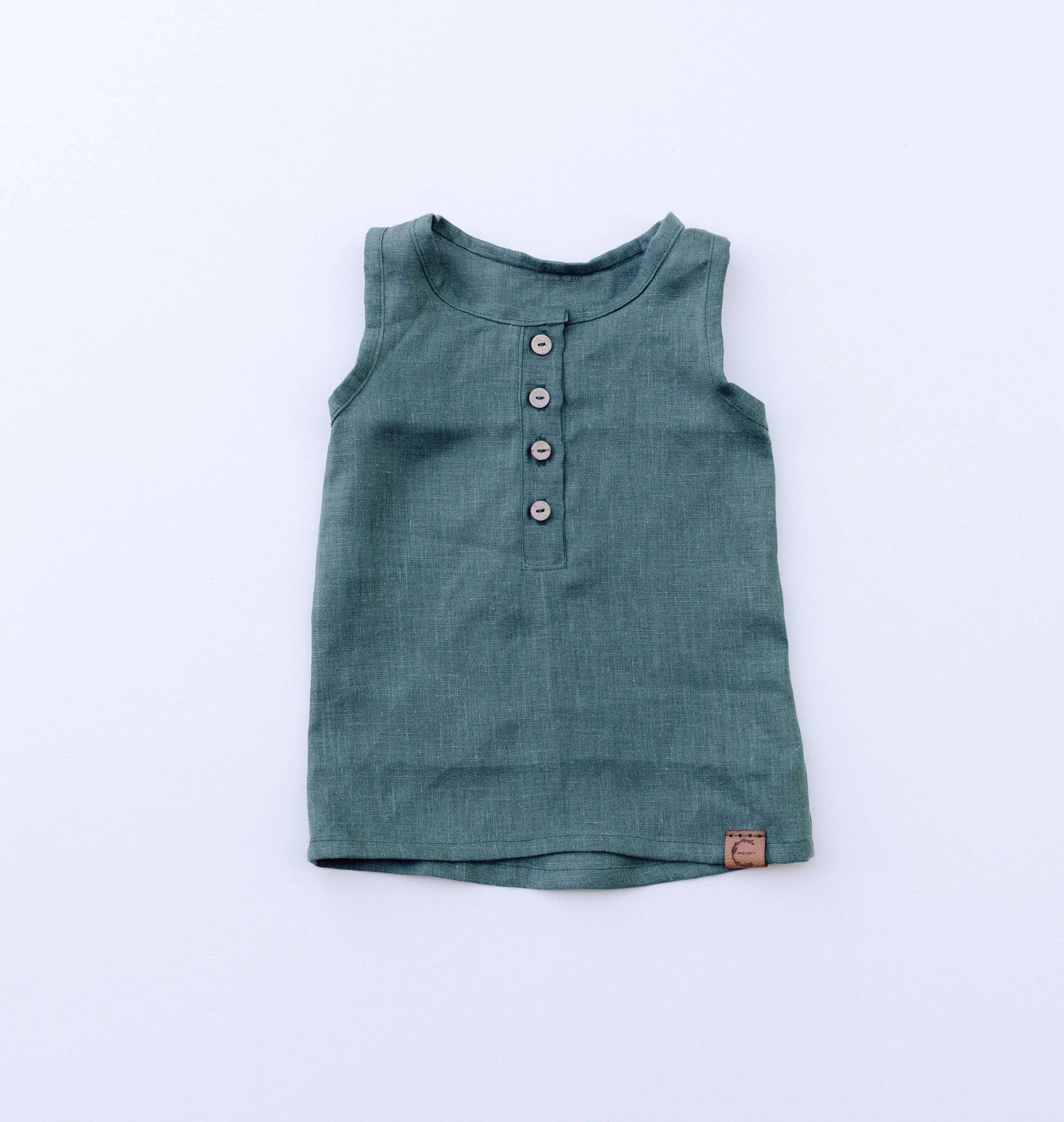 Monstera Henley Linen Tank Top